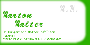 marton malter business card
